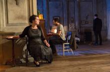 Kate Duchêne (Lyubov Ranevskaya) and Paul Hilton (Peter Trofimov) in The Cherry Orchard at the Young Vic Photo by Stephen Cummiskey